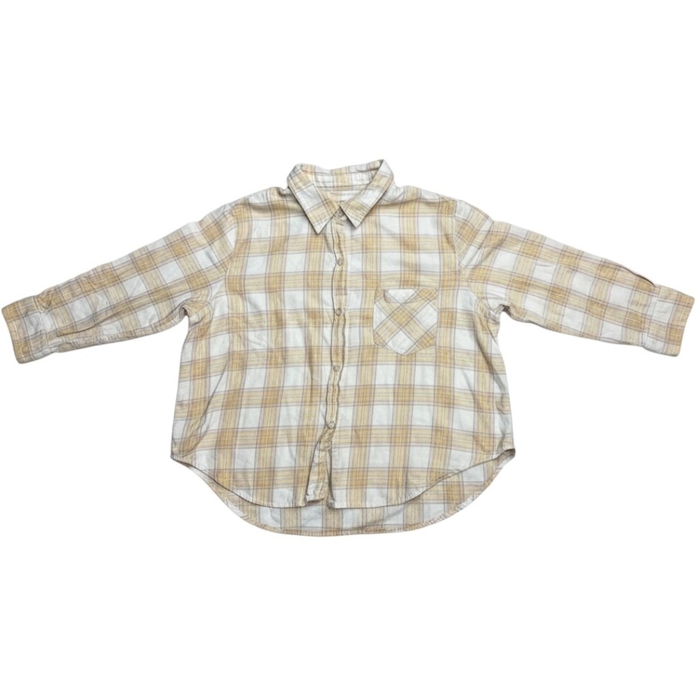 Mossimo Supply Co Yellow White Plaid Button Down Shirt Long Sleeve L